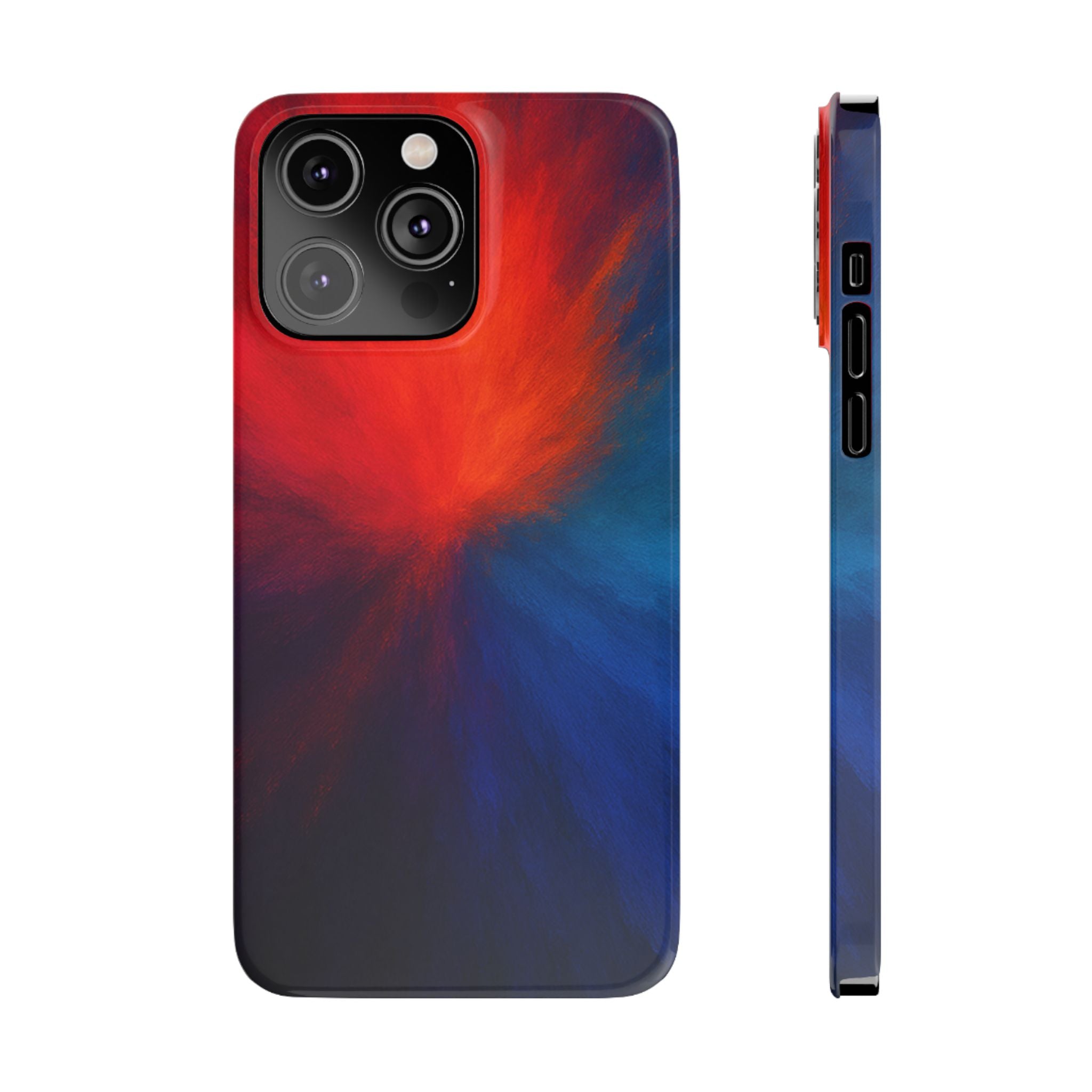 Slim Phone Case — Vivid Red & Blue Nebula Abstract Phone Cover