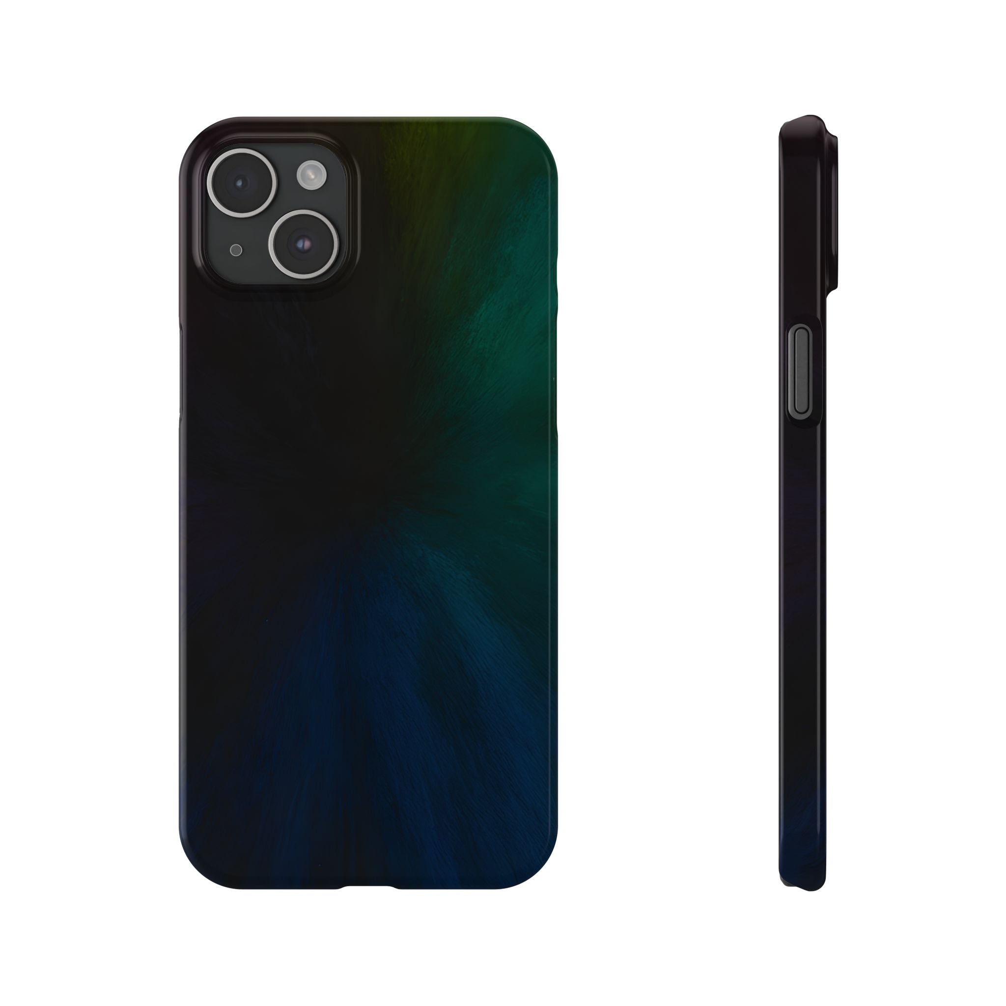 Slim Phone Case — Deep Emerald & Navy Abstract Swirl