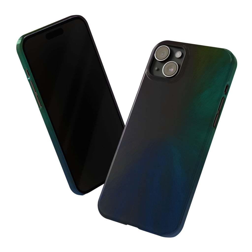 Slim Phone Case — Deep Emerald & Navy Abstract Swirl