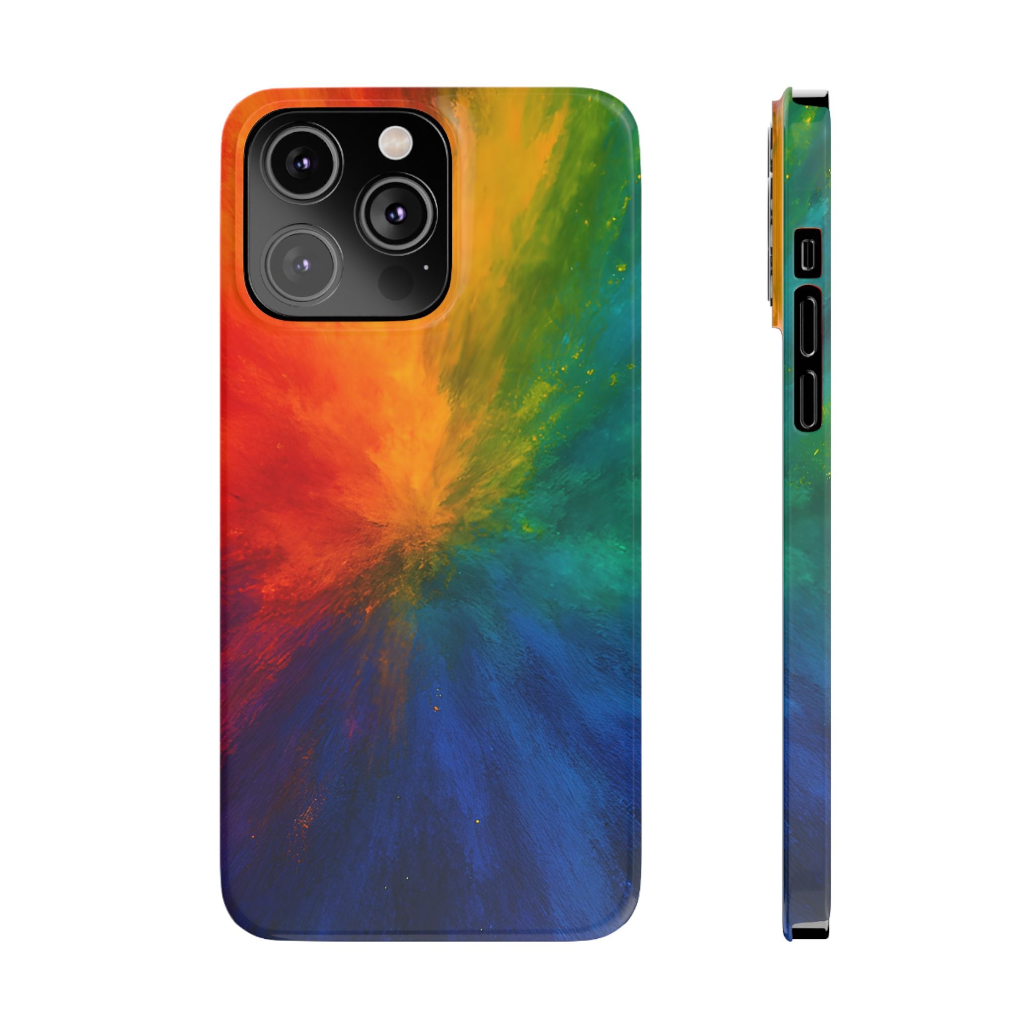 Slim Phone Case — Vibrant Rainbow Explosion Abstract Art