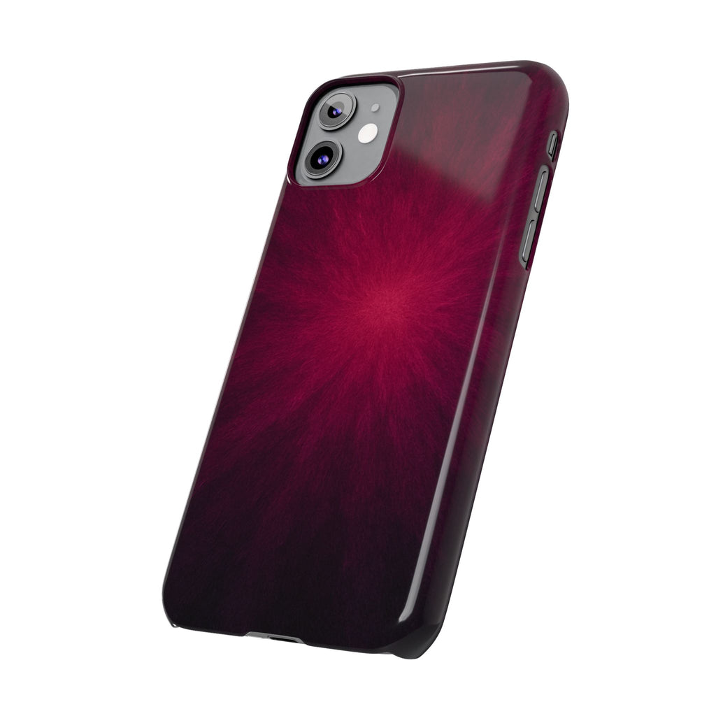 Burgundy Nebula Slim Phone Case — Deep Red Galaxy Design