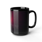 Black Ceramic Mug — Deep Maroon Starburst Design (11oz & 15oz)