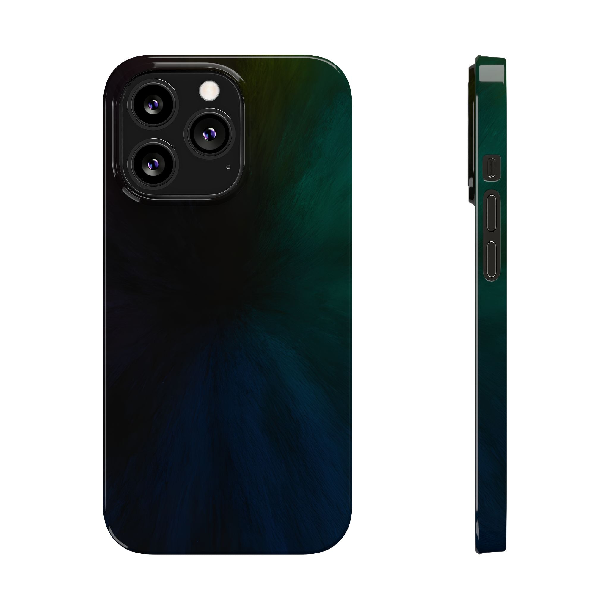 Slim Phone Case — Deep Emerald & Navy Abstract Swirl