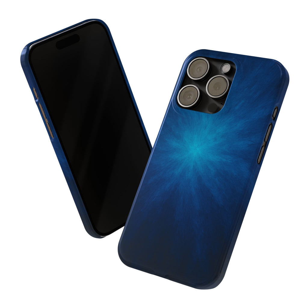 Blue Nebula Slim Phone Case — Abstract Starburst Galaxy Design