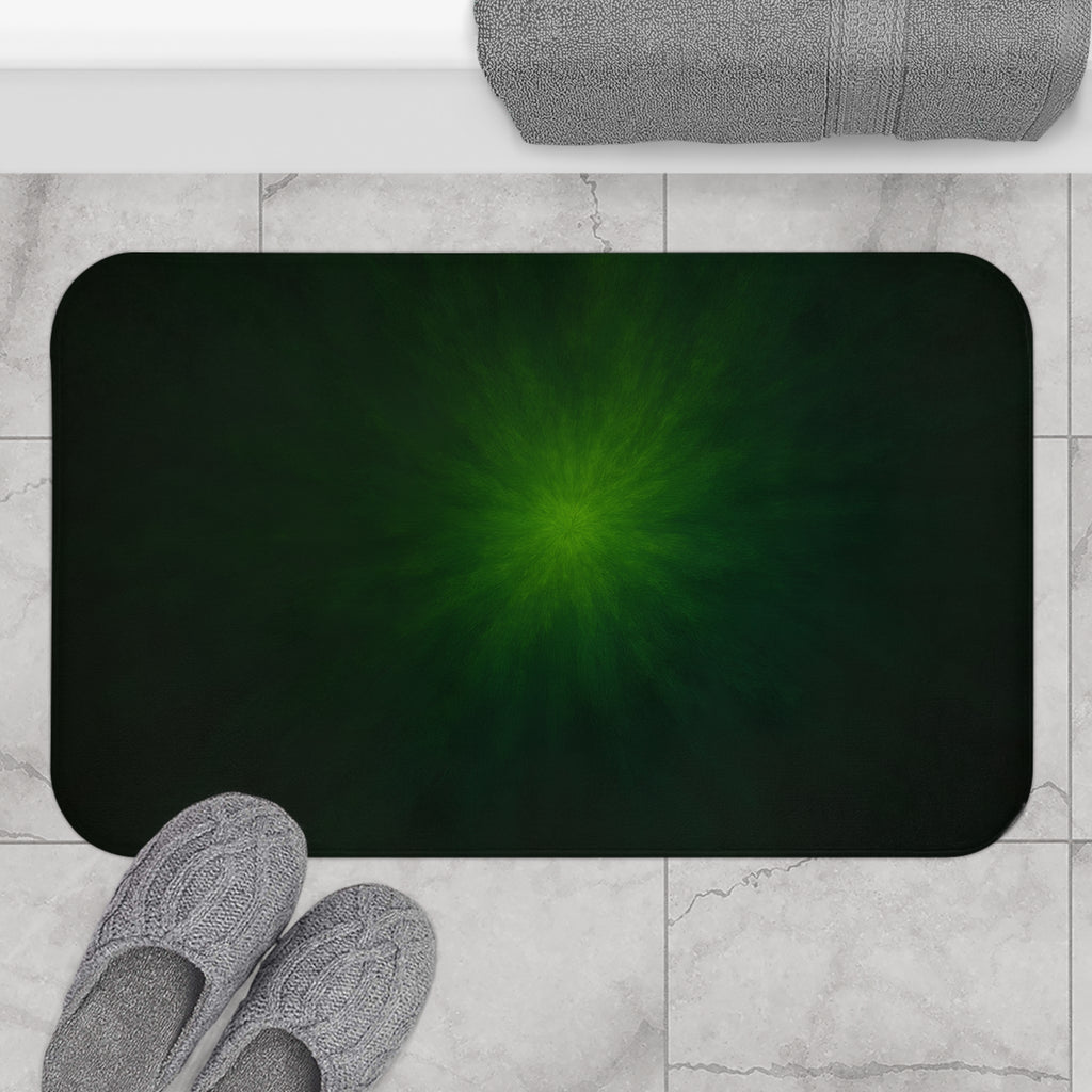 Emerald Glow Bath Mat — Soft Non-Slip Bathroom Rug with Subtle Green Radiant Center