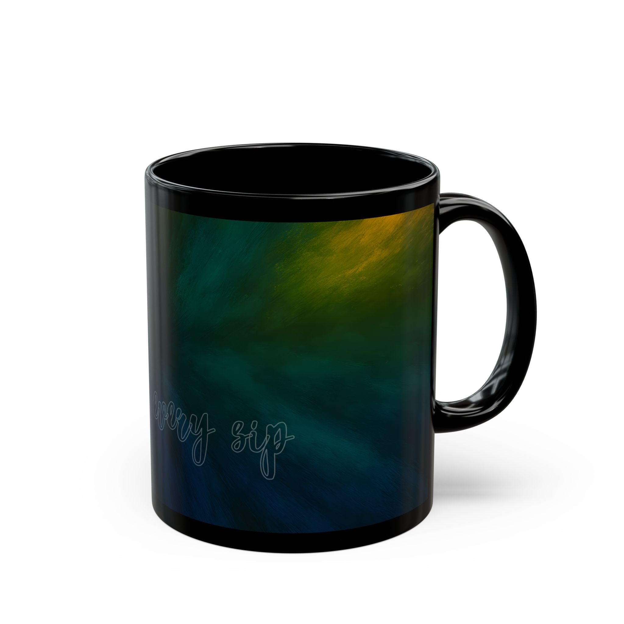 Aurora Night Black Mug — 'Light in Every Storm' Inspirational Coffee Cup (11oz, 15oz)