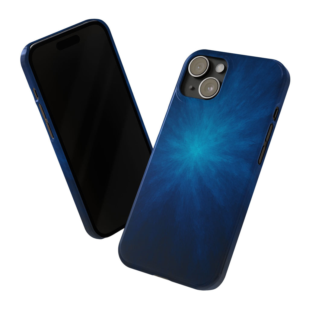 Blue Nebula Slim Phone Case — Abstract Starburst Galaxy Design