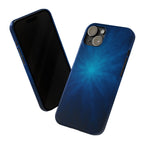 Blue Nebula Slim Phone Case — Abstract Starburst Galaxy Design