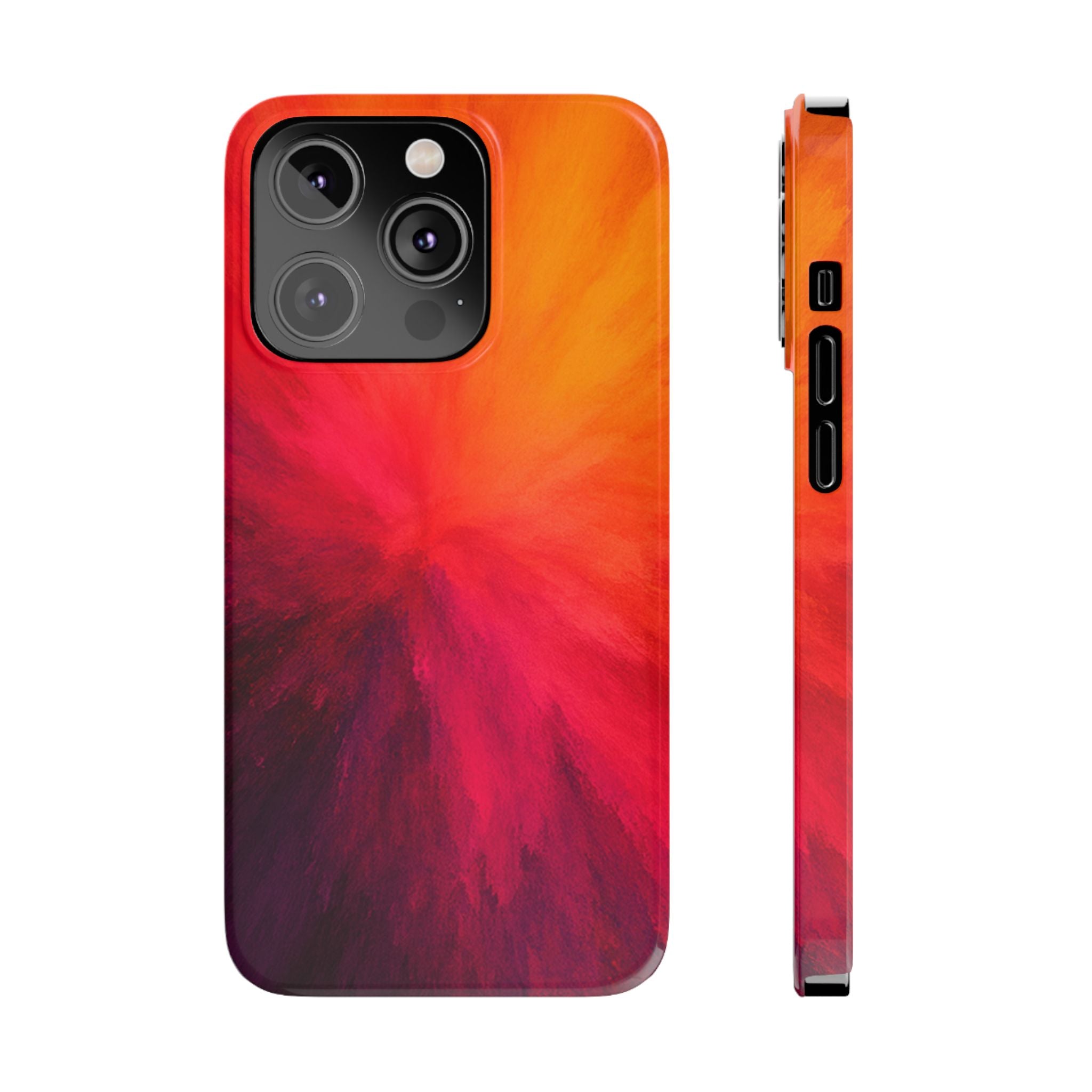 Slim Phone Case — Vibrant Sunset Abstract Red Orange Swirl