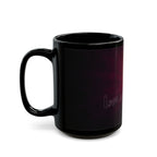 Black Ceramic Mug — Deep Maroon Starburst Design (11oz & 15oz)