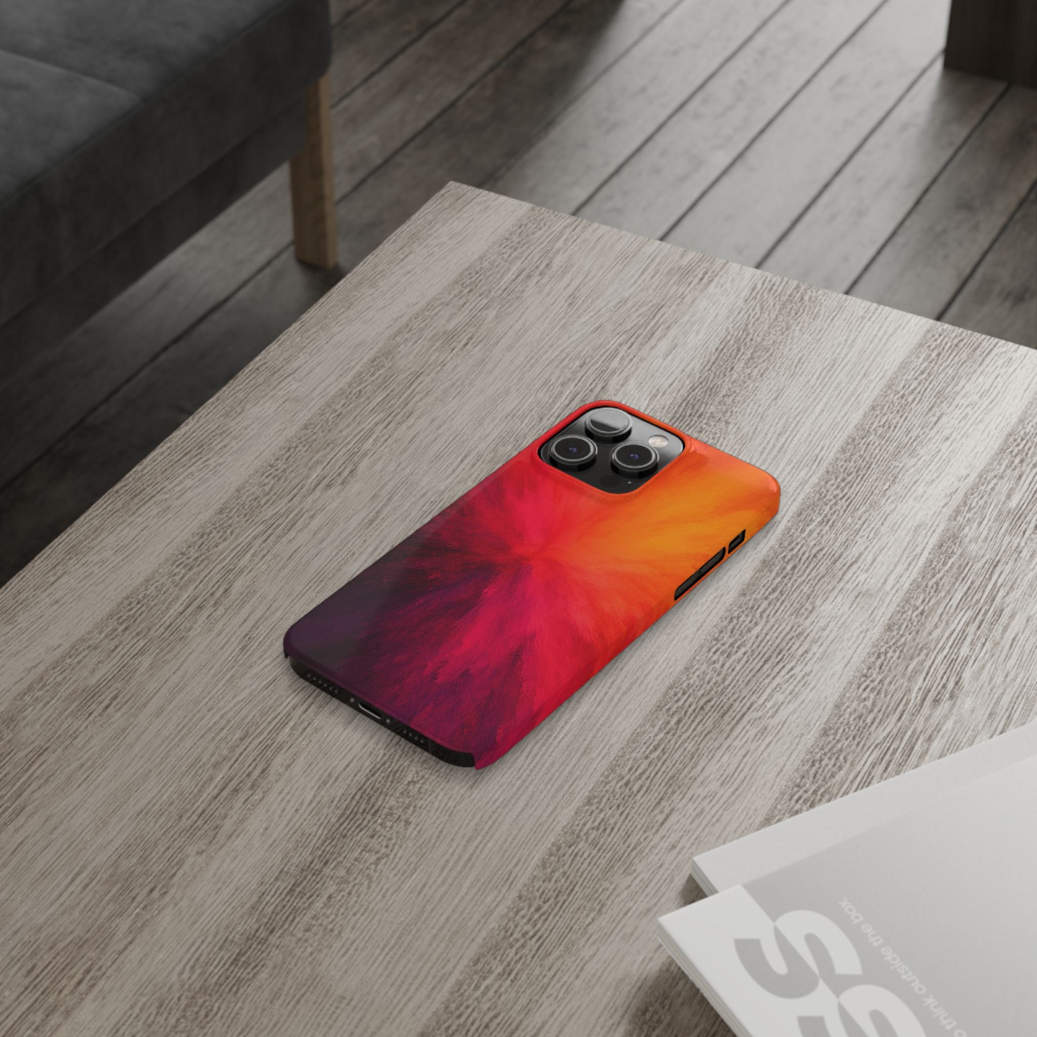 Slim Phone Case — Vibrant Sunset Abstract Red Orange Swirl