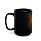 Galaxy Heart Black Mug — Subtle Blue & Orange Nebula Coffee Cup (11oz/15oz)