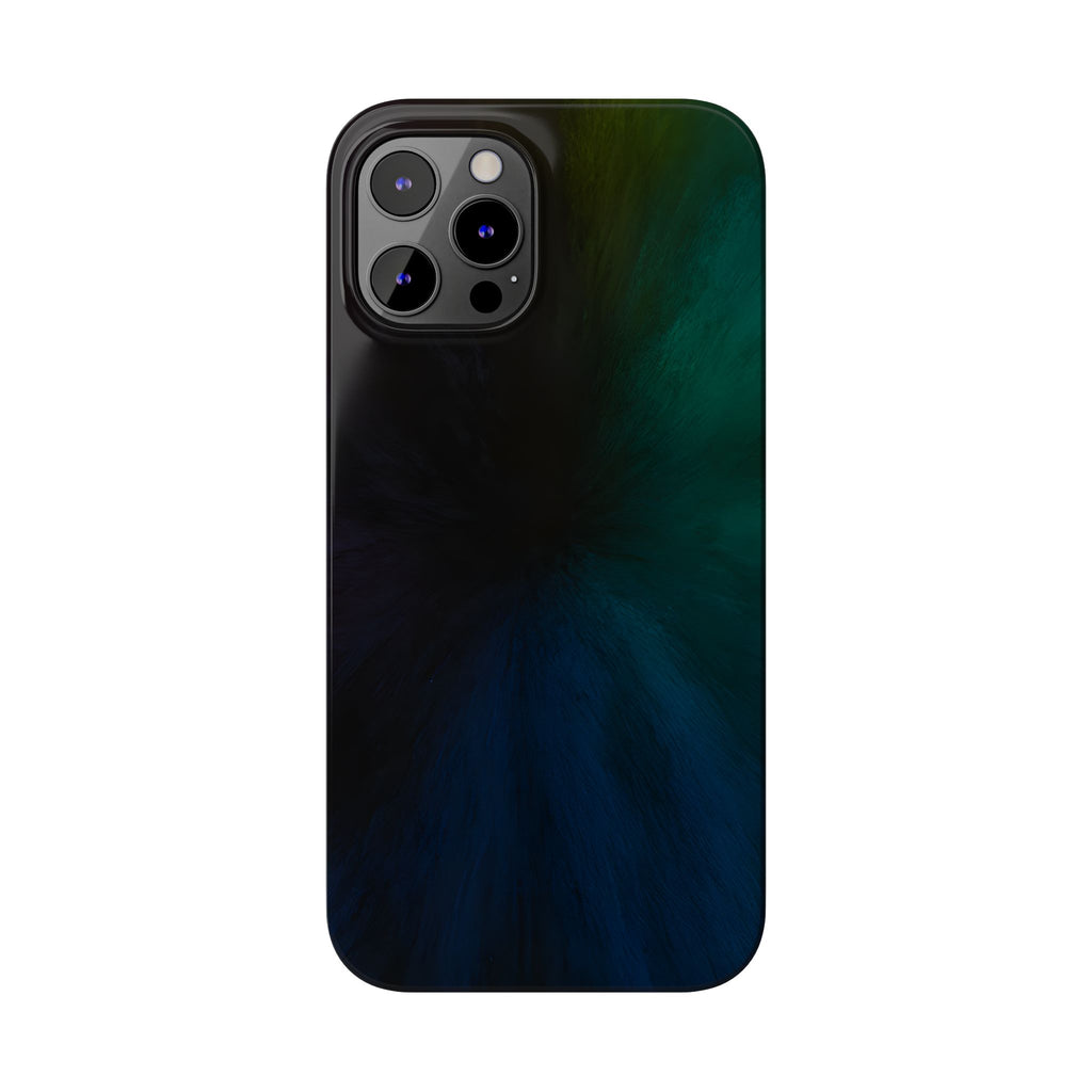 Slim Phone Case — Deep Emerald & Navy Abstract Swirl