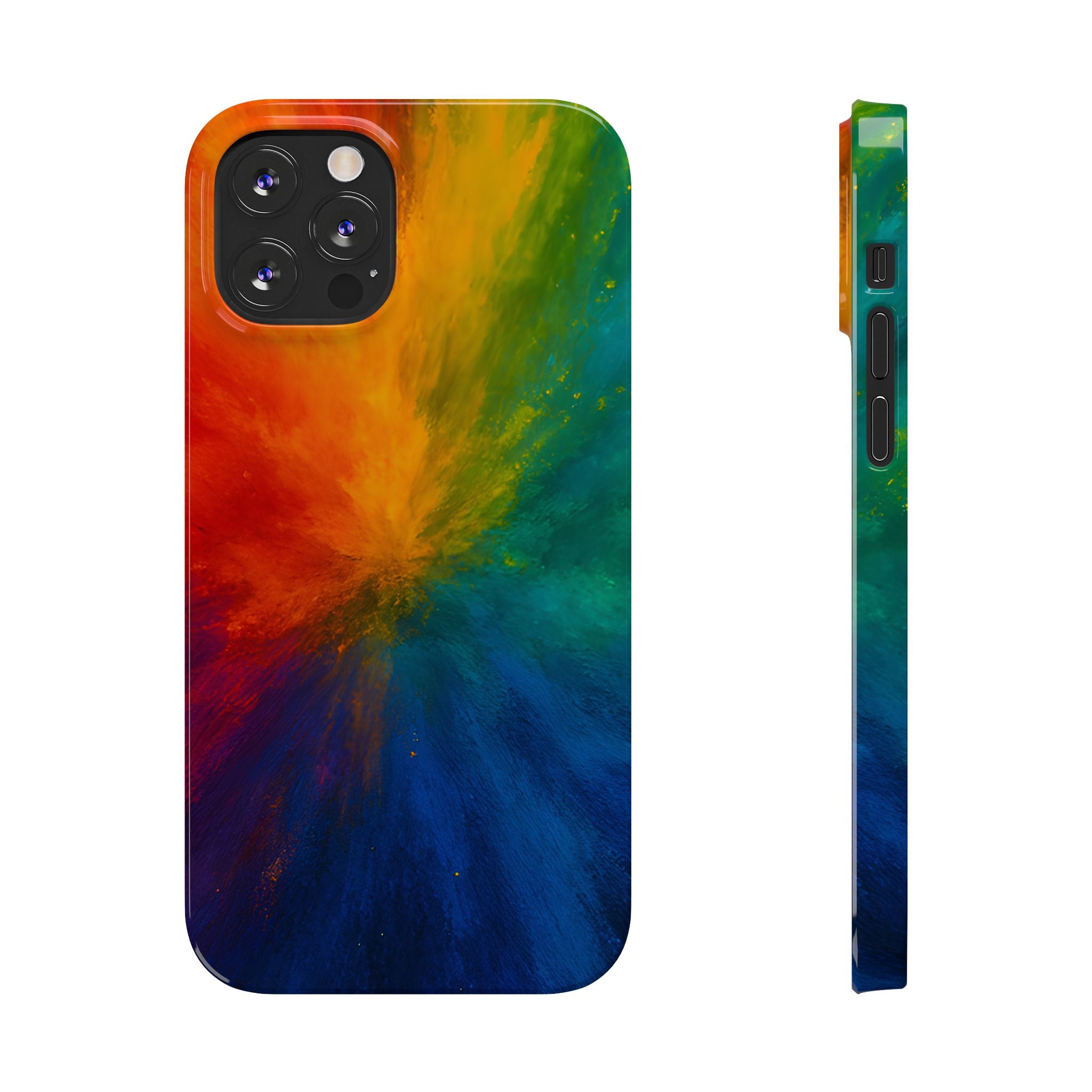 Slim Phone Case — Vibrant Rainbow Explosion Abstract Art