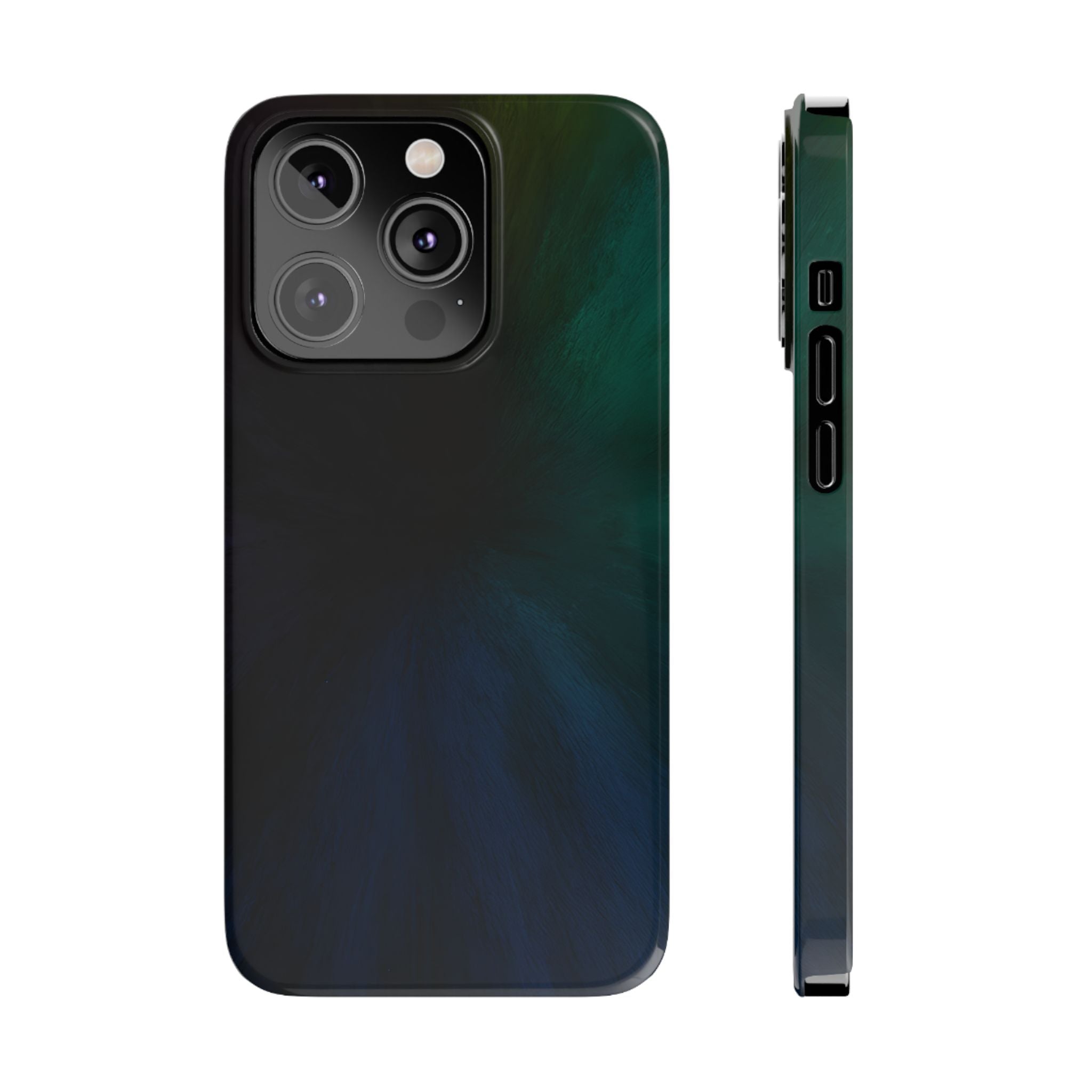 Slim Phone Case — Deep Emerald & Navy Abstract Swirl