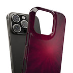 Burgundy Nebula Slim Phone Case — Deep Red Galaxy Design