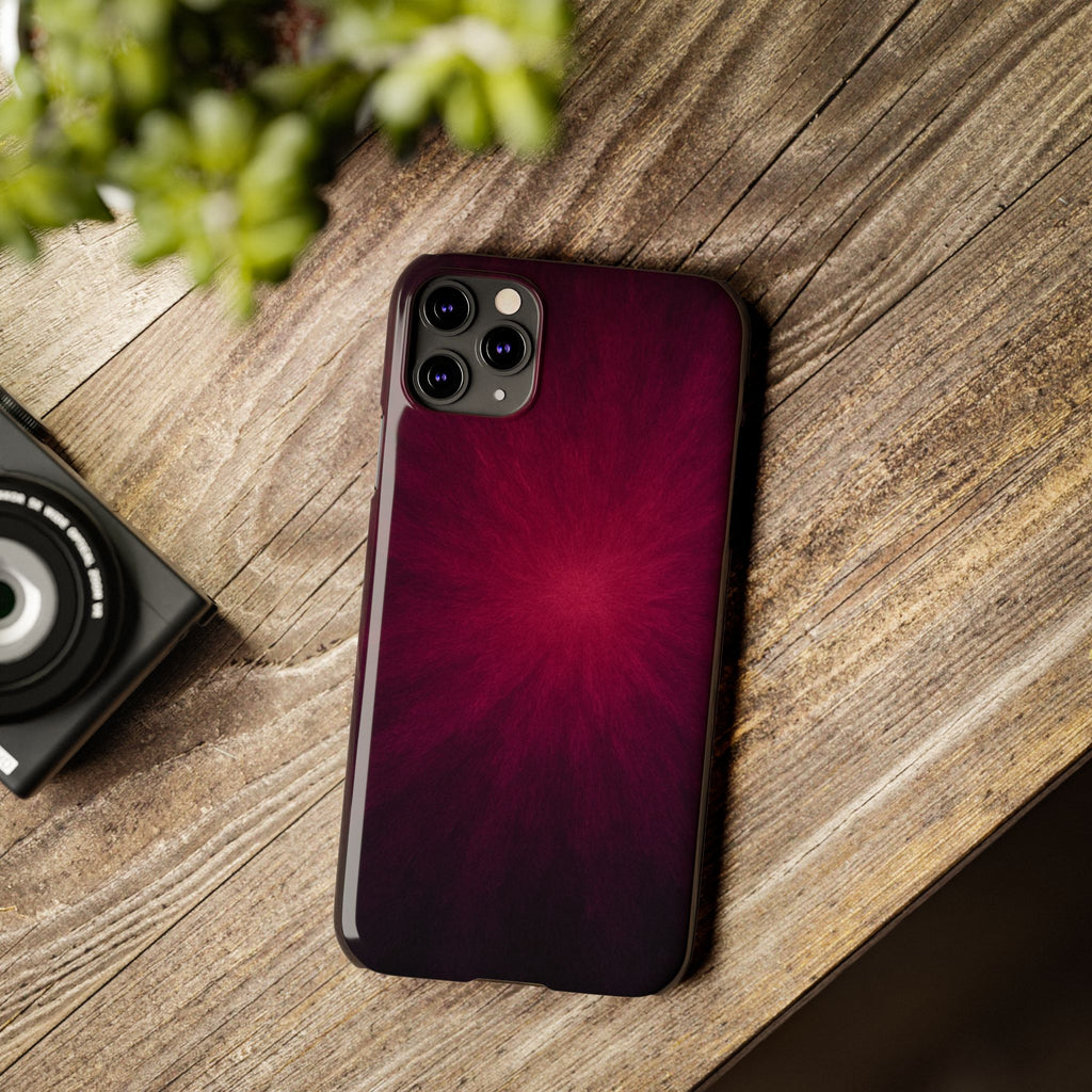 Burgundy Nebula Slim Phone Case — Deep Red Galaxy Design