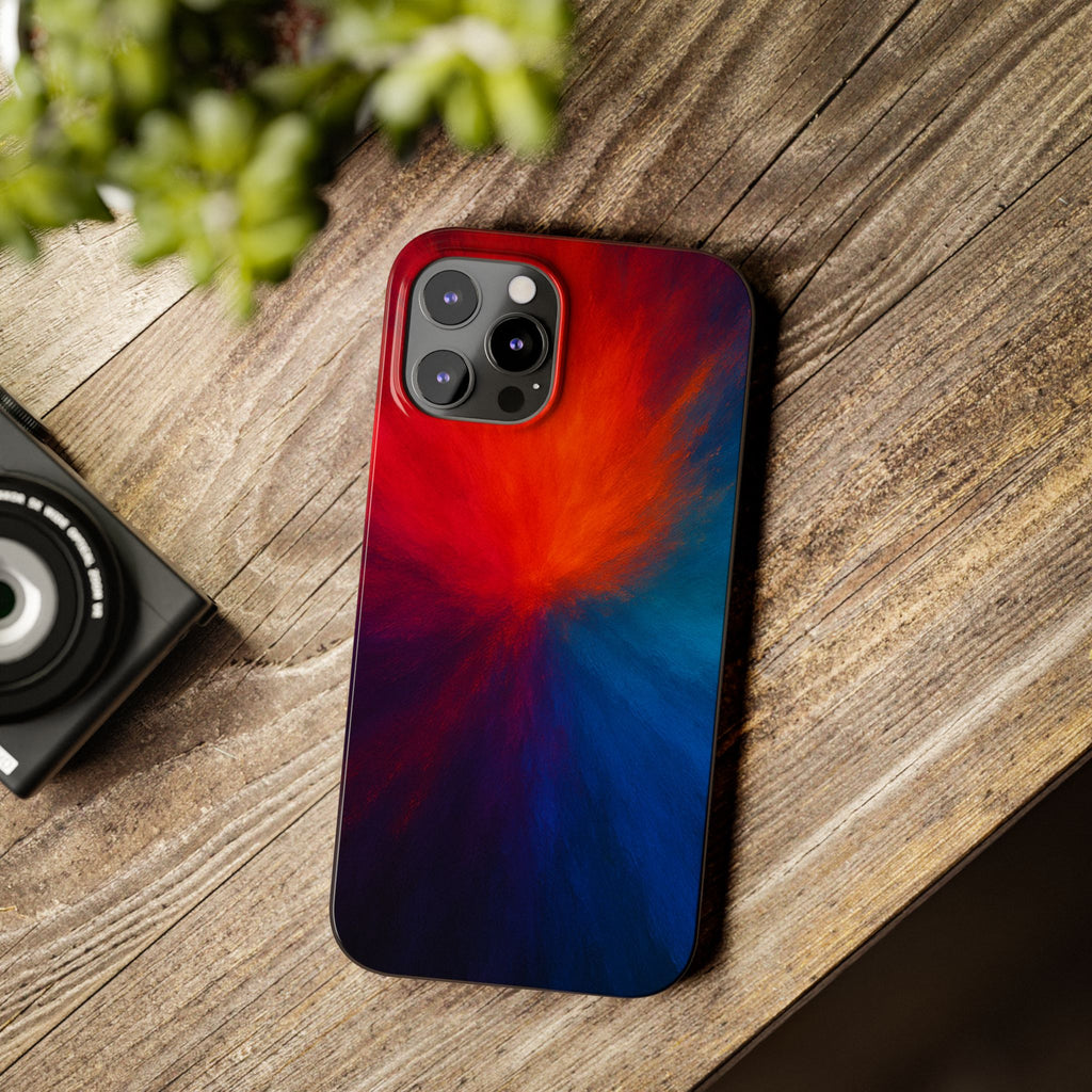 Slim Phone Case — Vivid Red & Blue Nebula Abstract Phone Cover