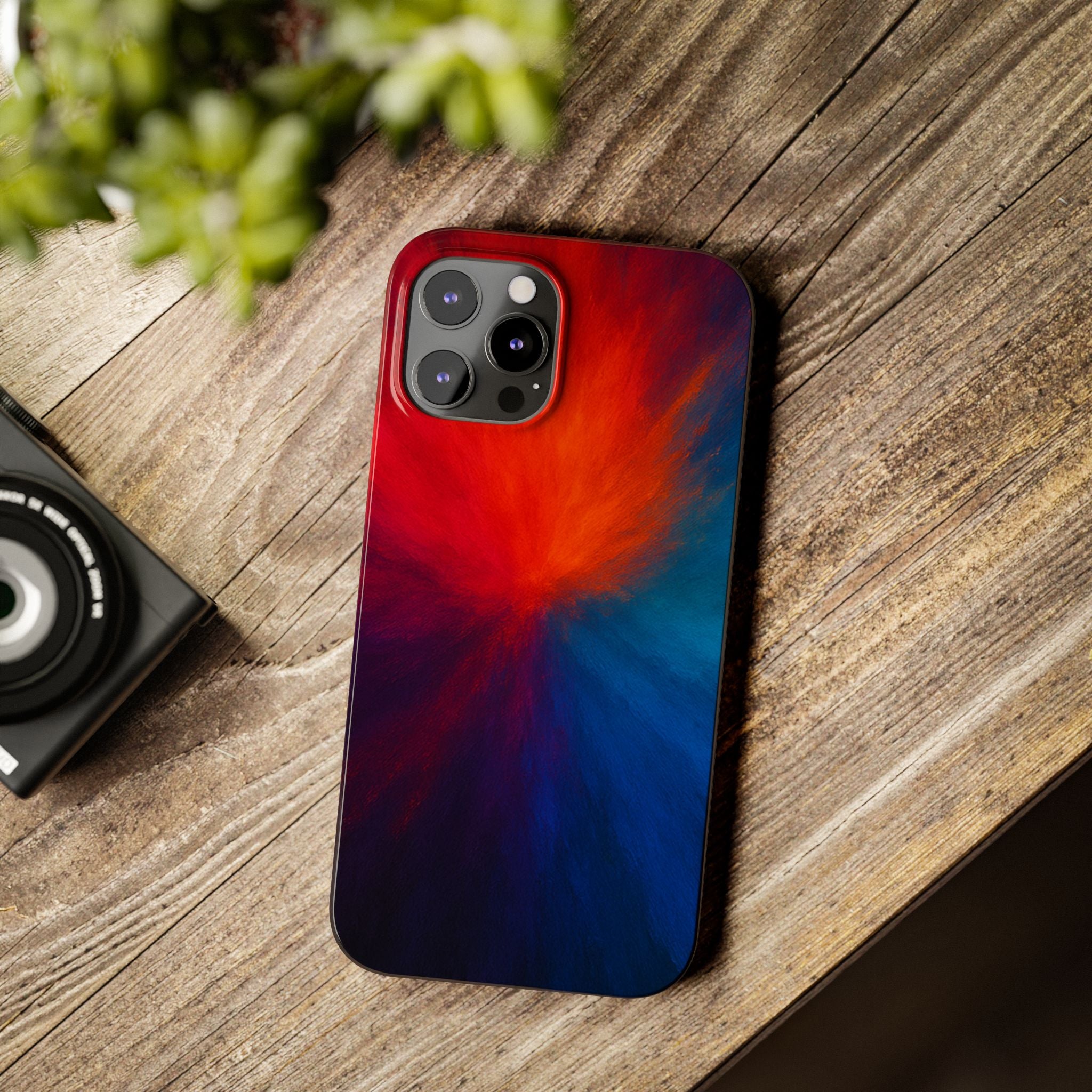 Slim Phone Case — Vivid Red & Blue Nebula Abstract Phone Cover