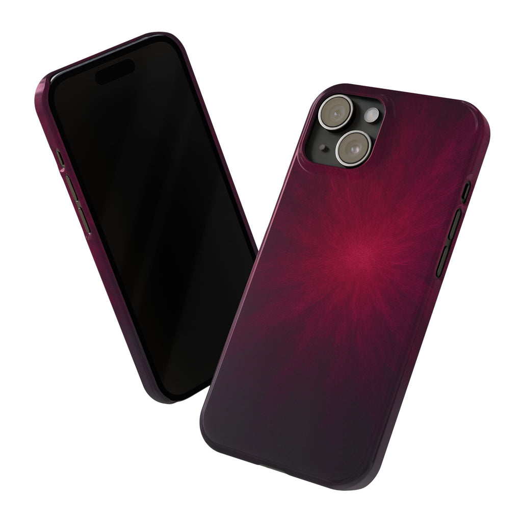 Burgundy Nebula Slim Phone Case — Deep Red Galaxy Design