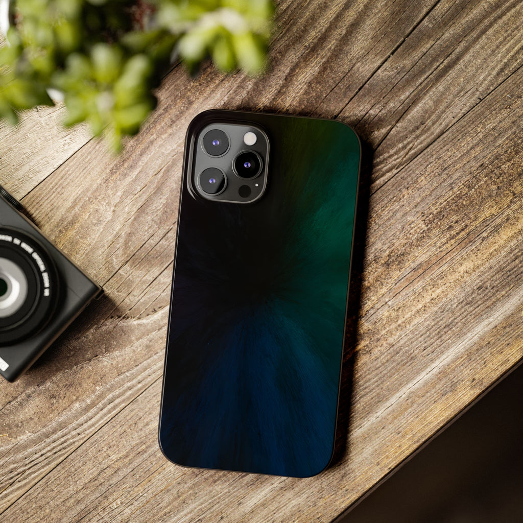Slim Phone Case — Deep Emerald & Navy Abstract Swirl