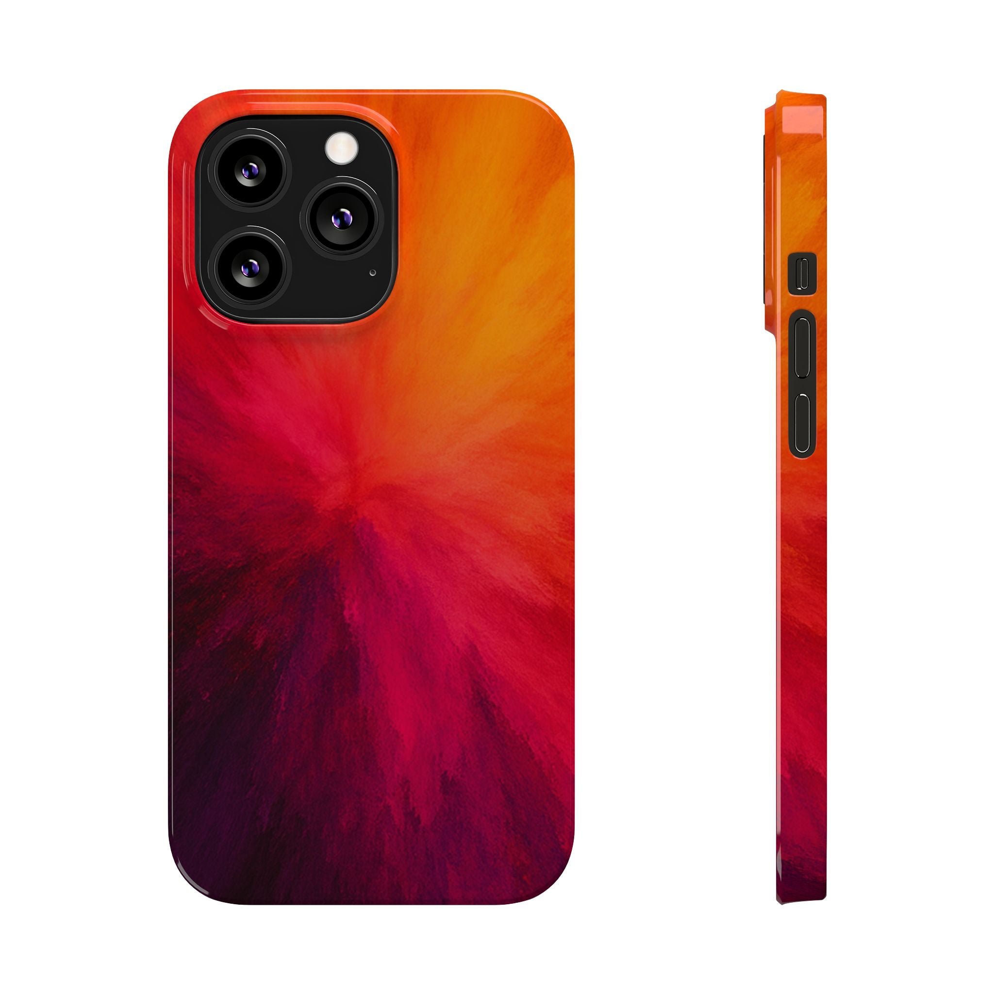 Slim Phone Case — Vibrant Sunset Abstract Red Orange Swirl