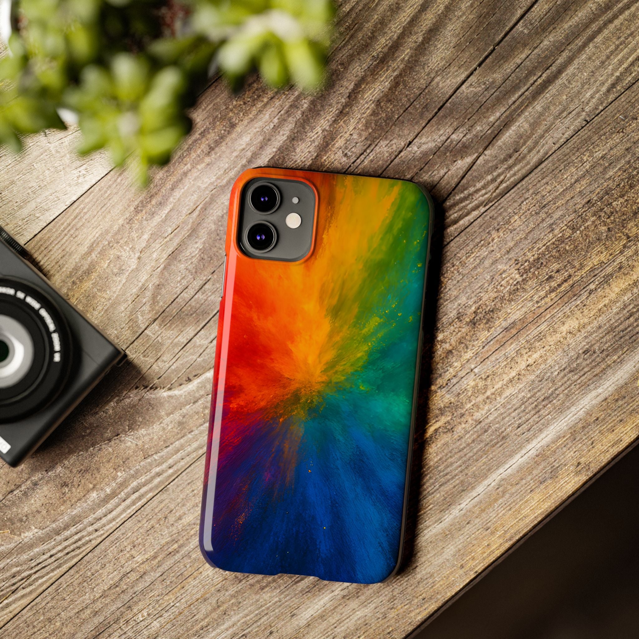Slim Phone Case — Vibrant Rainbow Explosion Abstract Art