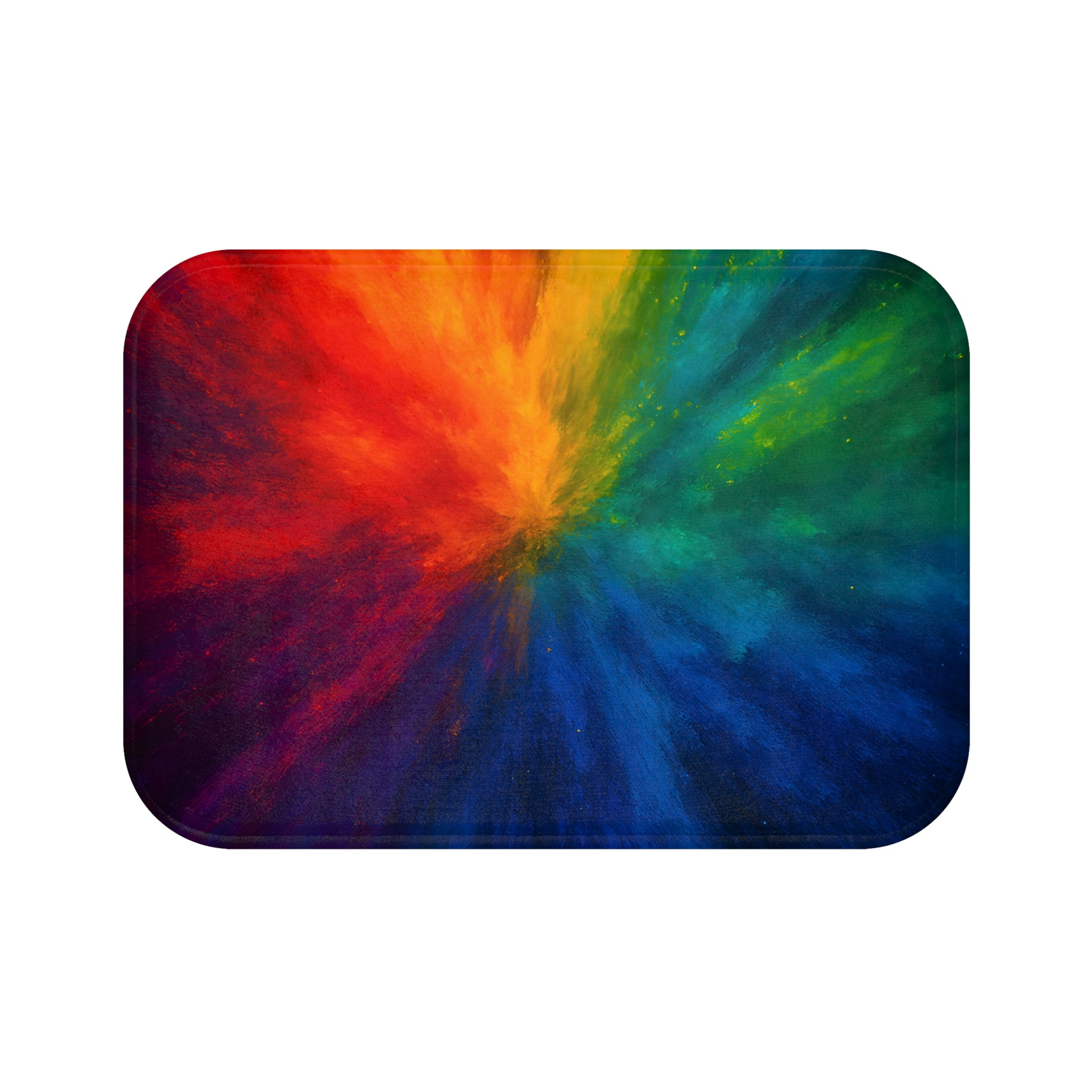 Rainbow Burst Bath Mat — Colorful Abstract Bathroom Rug