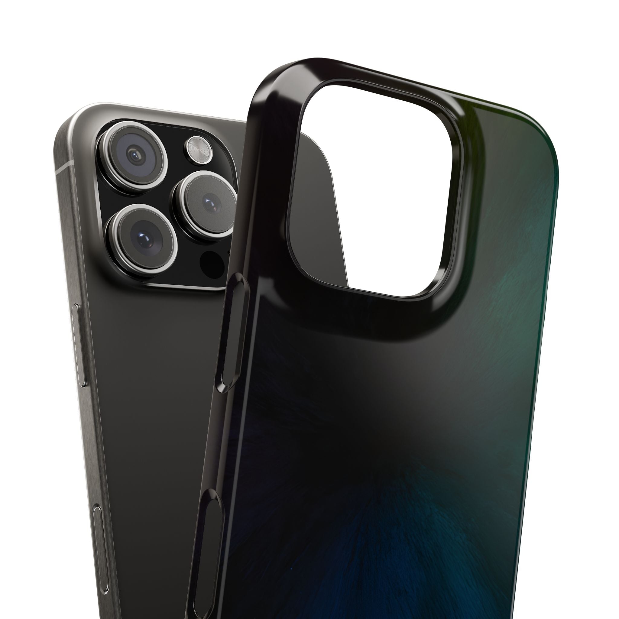 Slim Phone Case — Deep Emerald & Navy Abstract Swirl