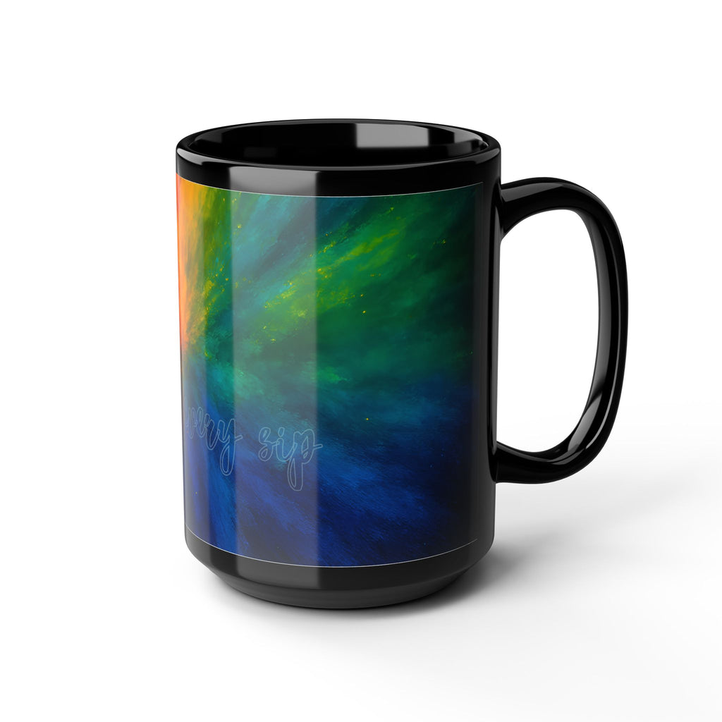 Galaxy Rainbow Black Mug – "You Are Enough" Inspirational Coffee Cup (11oz, 15oz)