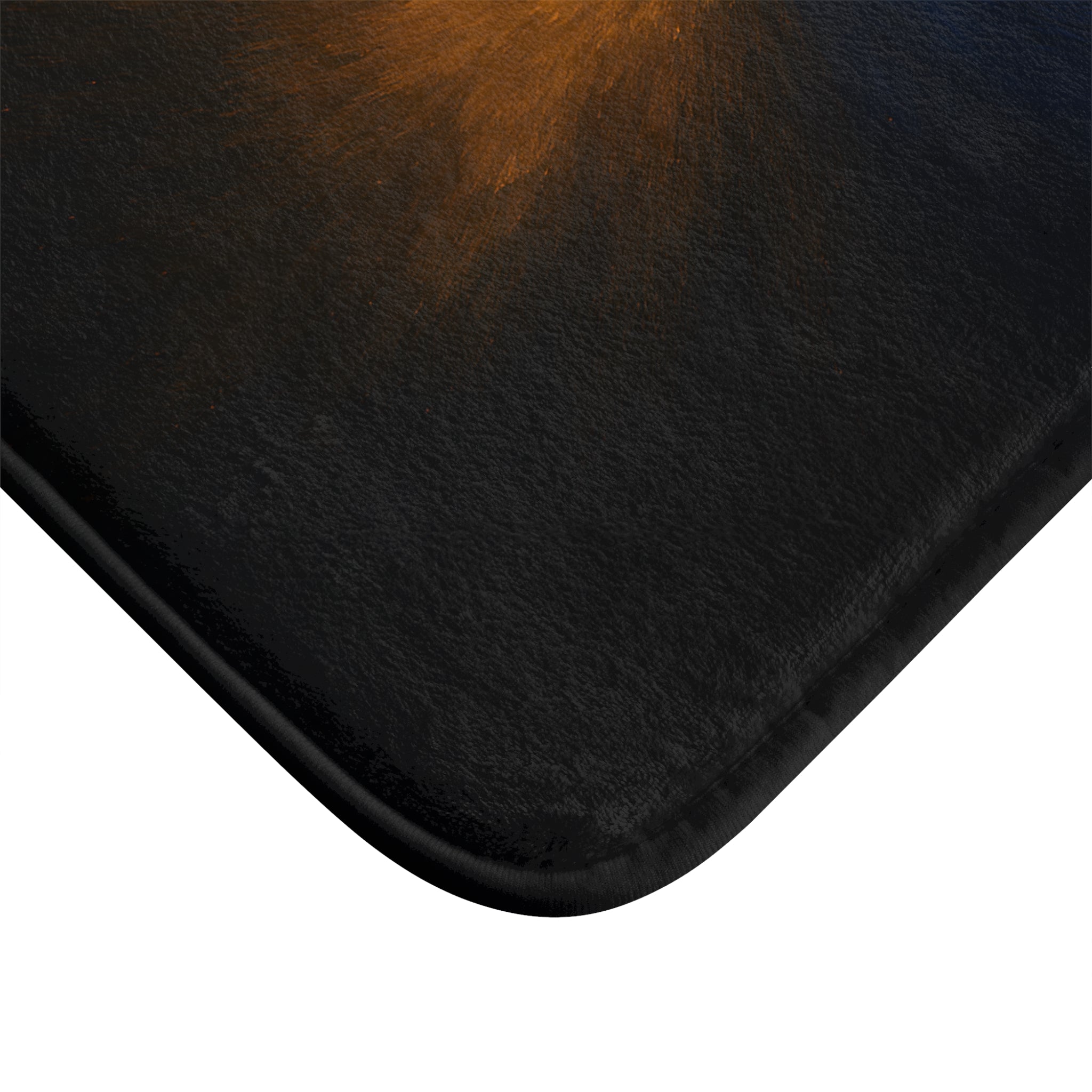 Abstract Blue & Amber Splash Bath Mat — Modern Artistic Non-Slip Bathroom Rug