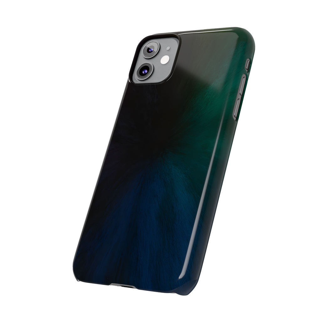 Slim Phone Case — Deep Emerald & Navy Abstract Swirl