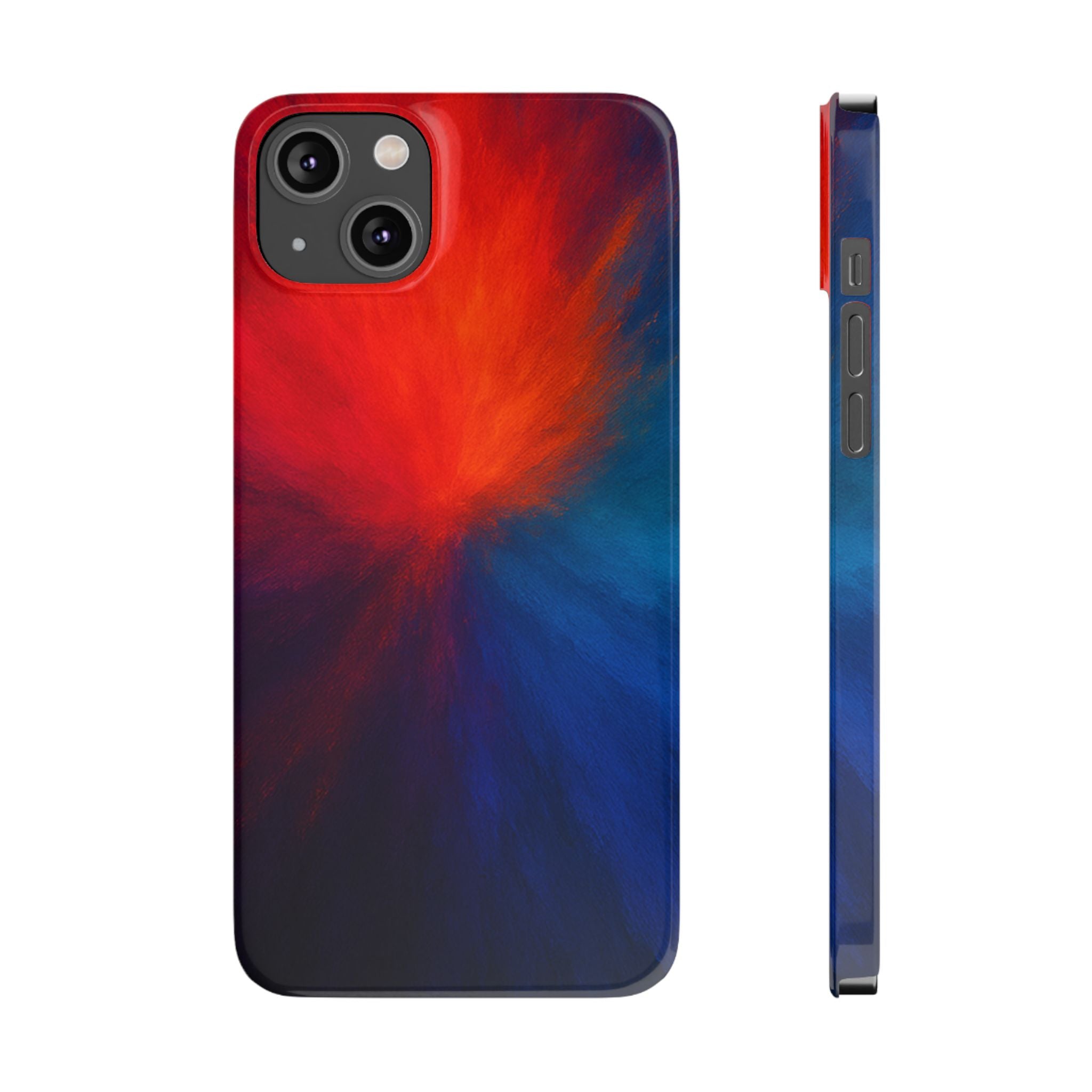 Slim Phone Case — Vivid Red & Blue Nebula Abstract Phone Cover