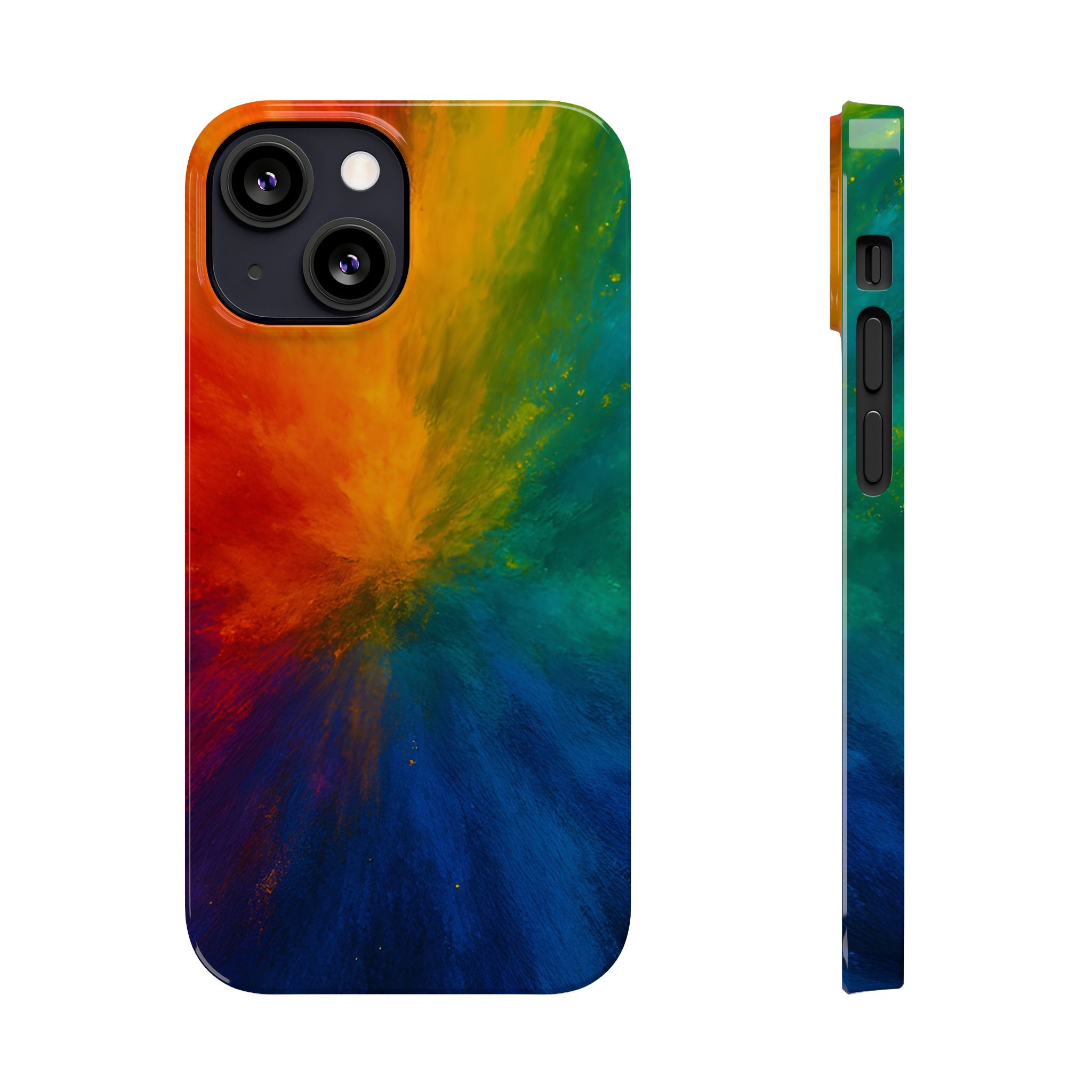 Slim Phone Case — Vibrant Rainbow Explosion Abstract Art