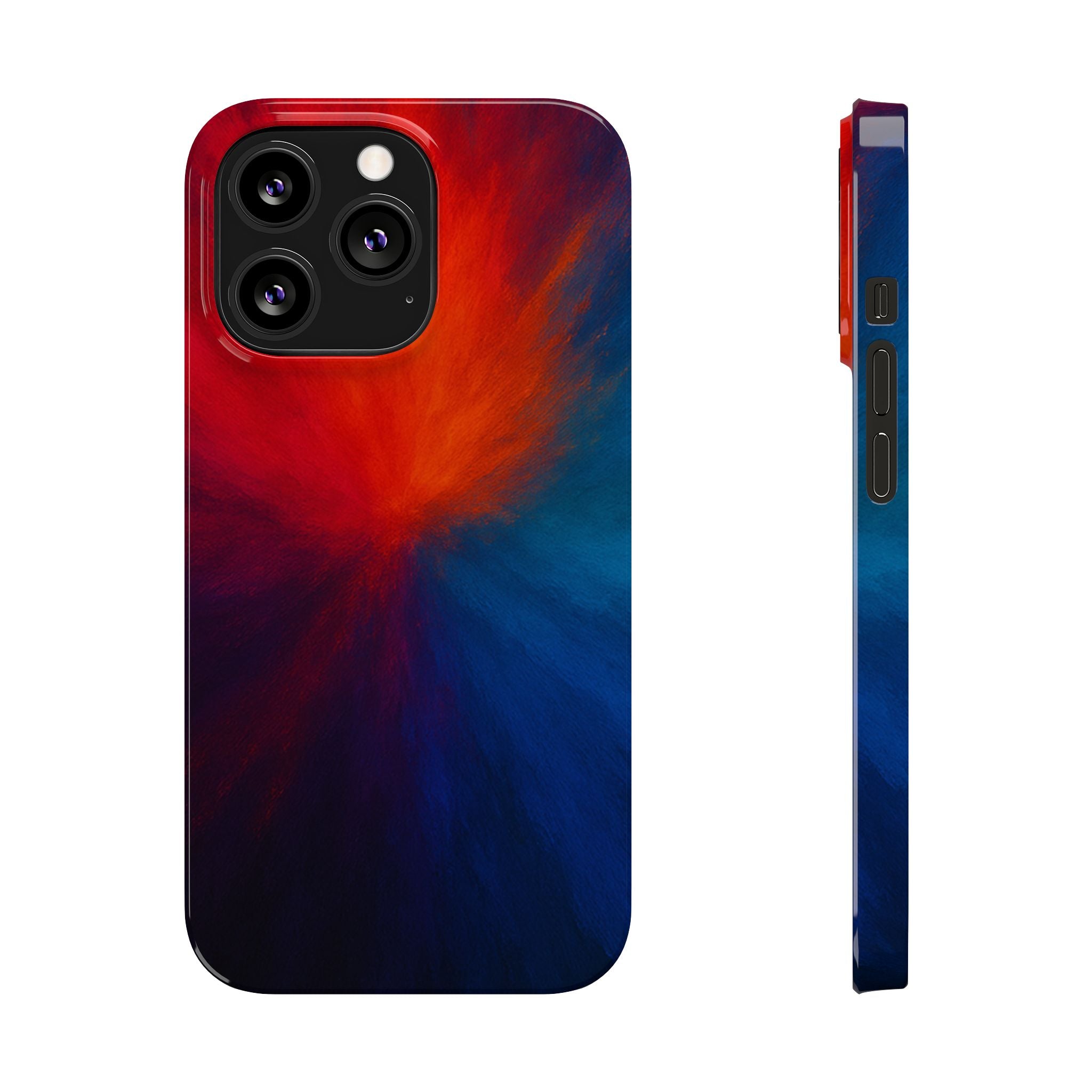 Slim Phone Case — Vivid Red & Blue Nebula Abstract Phone Cover
