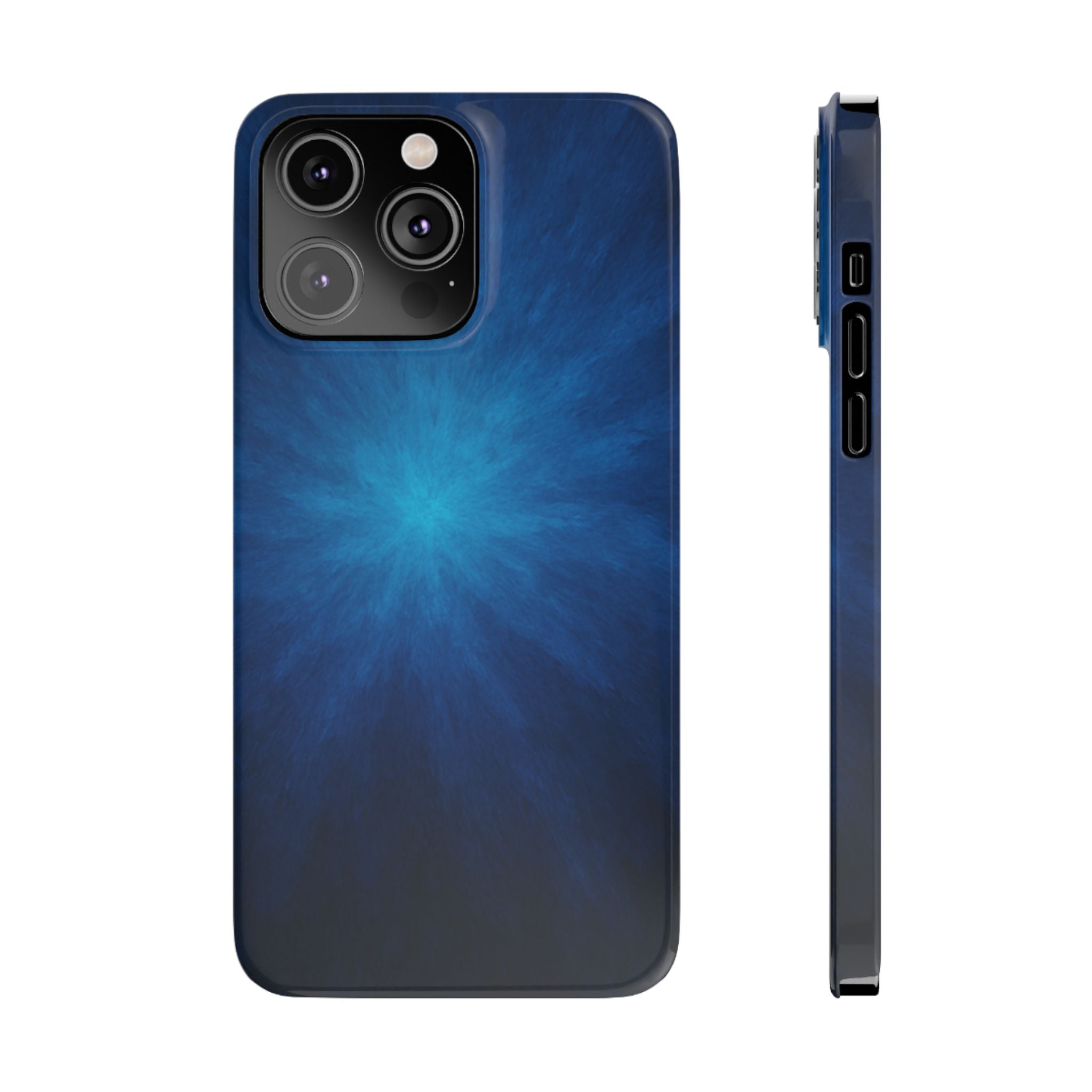 Blue Nebula Slim Phone Case — Abstract Starburst Galaxy Design