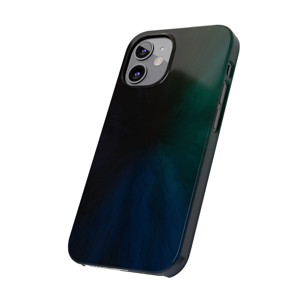 Slim Phone Case — Deep Emerald & Navy Abstract Swirl
