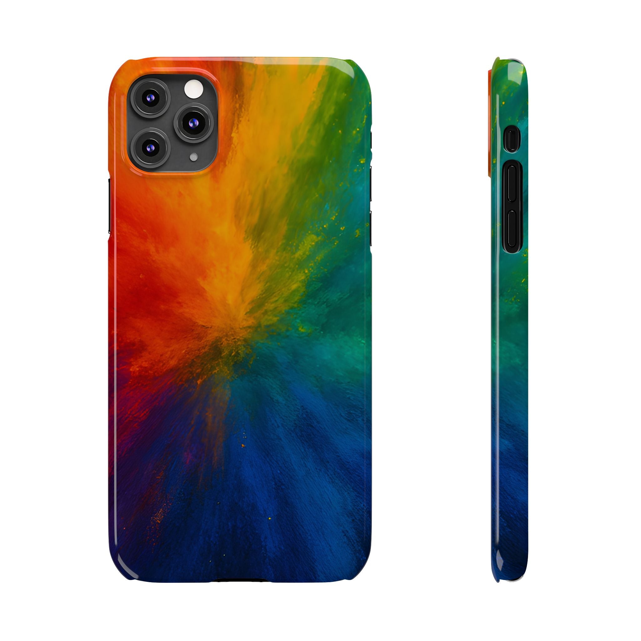 Slim Phone Case — Vibrant Rainbow Explosion Abstract Art