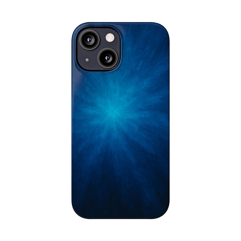 Blue Nebula Slim Phone Case — Abstract Starburst Galaxy Design