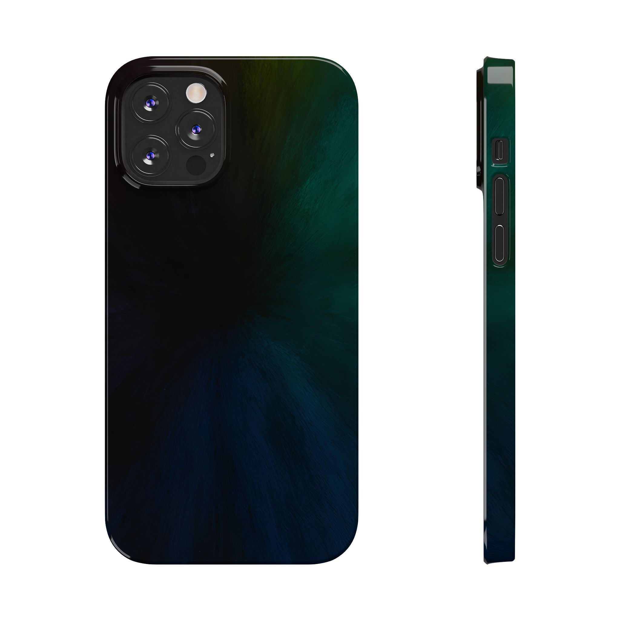 Slim Phone Case — Deep Emerald & Navy Abstract Swirl