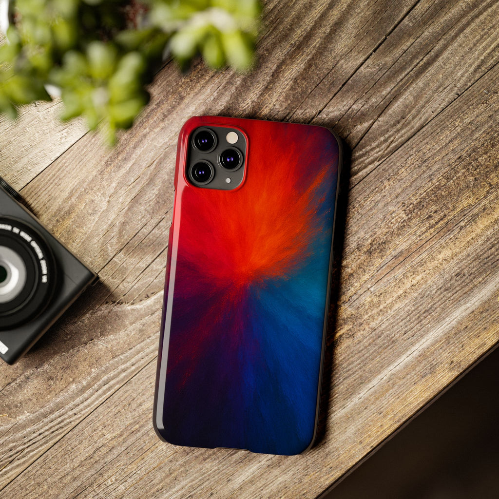 Slim Phone Case — Vivid Red & Blue Nebula Abstract Phone Cover