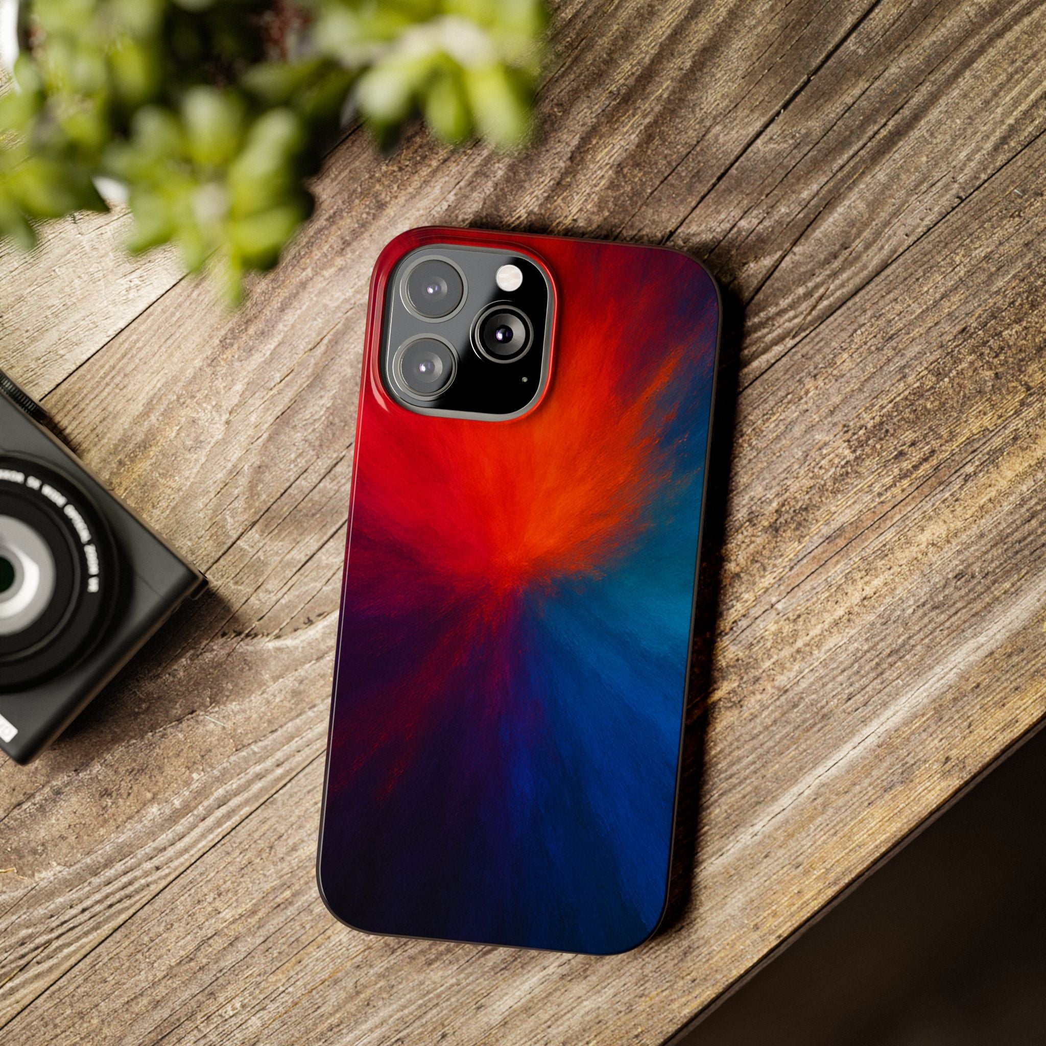 Slim Phone Case — Vivid Red & Blue Nebula Abstract Phone Cover