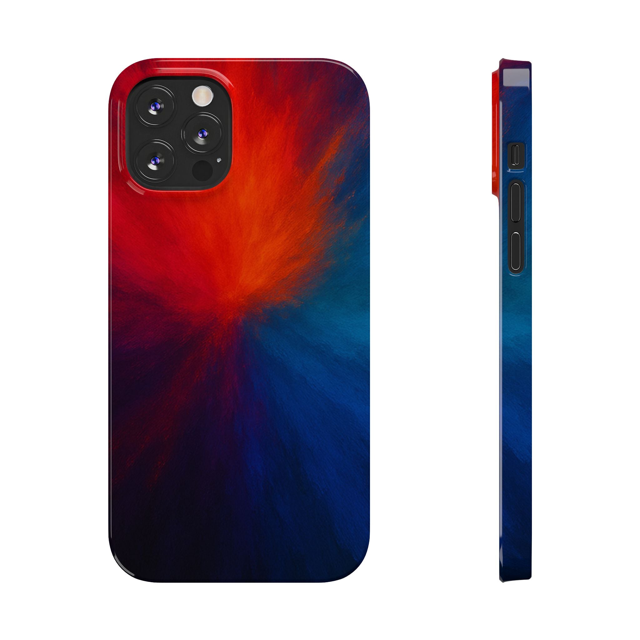 Slim Phone Case — Vivid Red & Blue Nebula Abstract Phone Cover