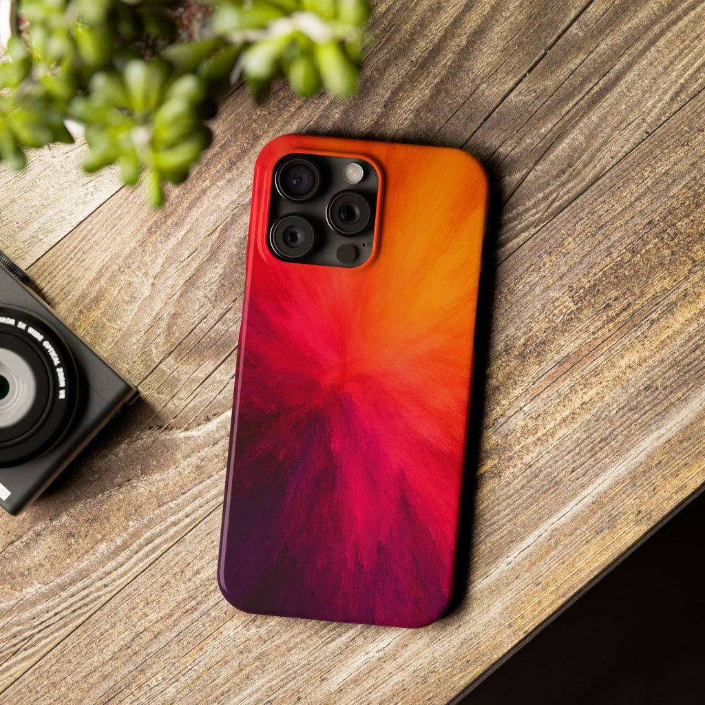 Slim Phone Case — Vibrant Sunset Abstract Red Orange Swirl