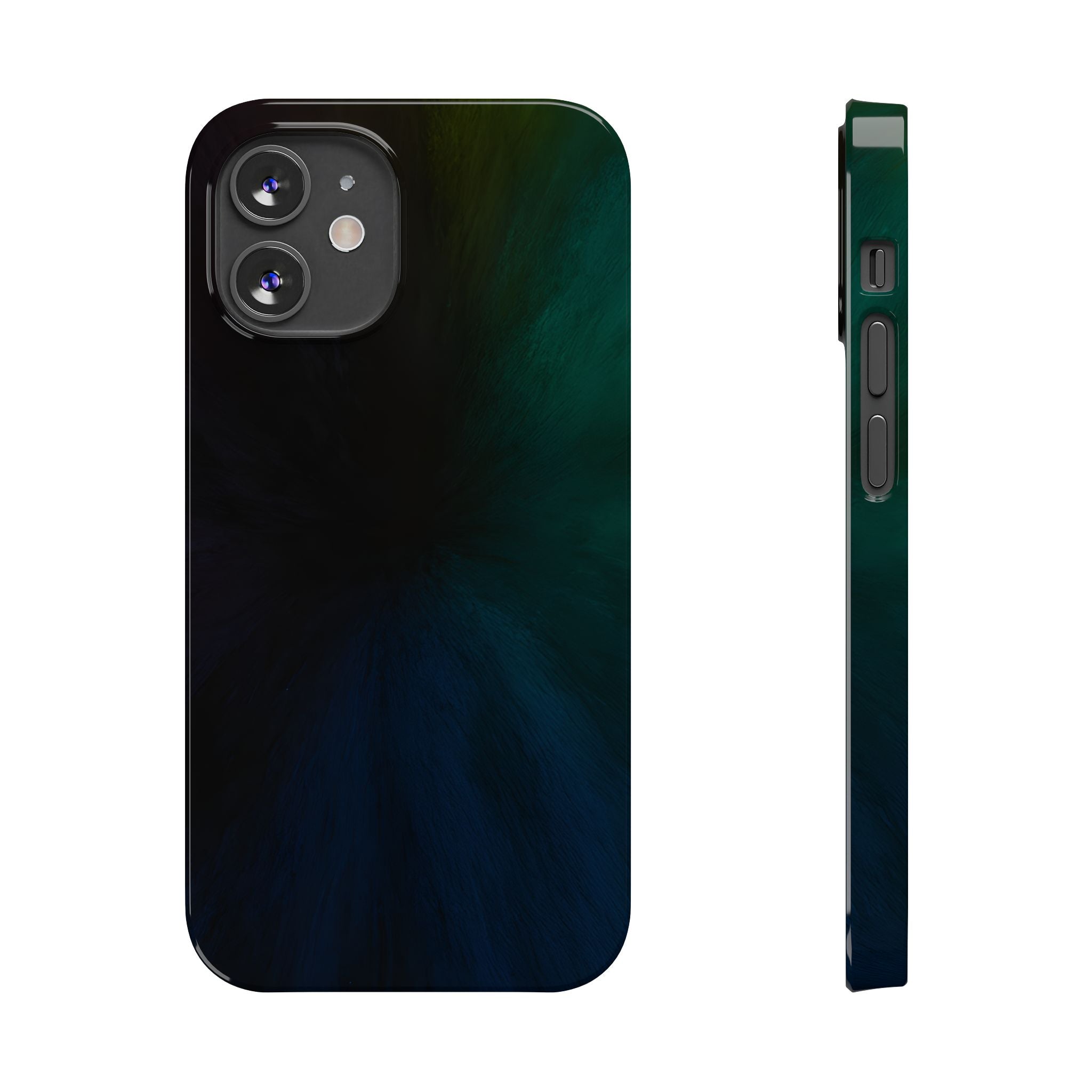 Slim Phone Case — Deep Emerald & Navy Abstract Swirl