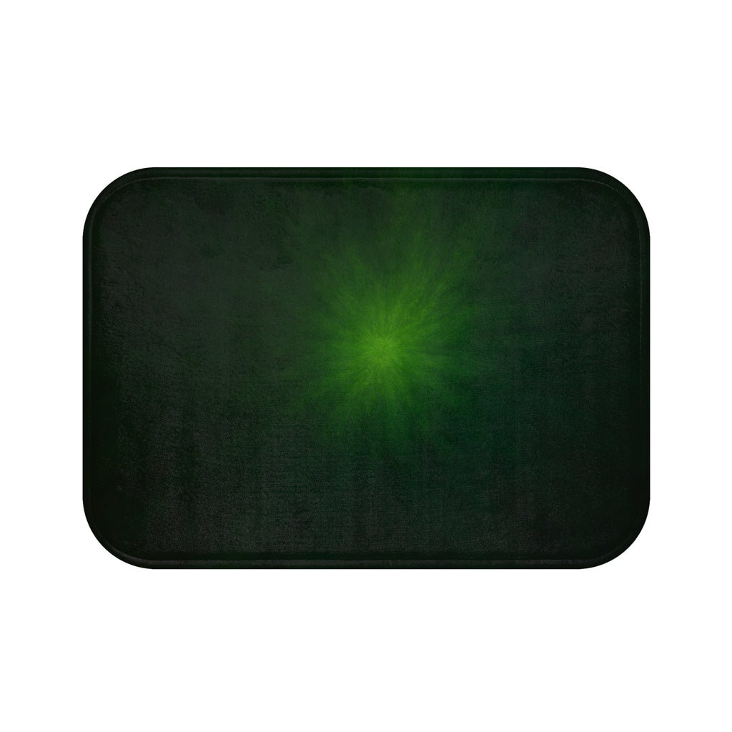 Emerald Glow Bath Mat — Soft Non-Slip Bathroom Rug with Subtle Green Radiant Center