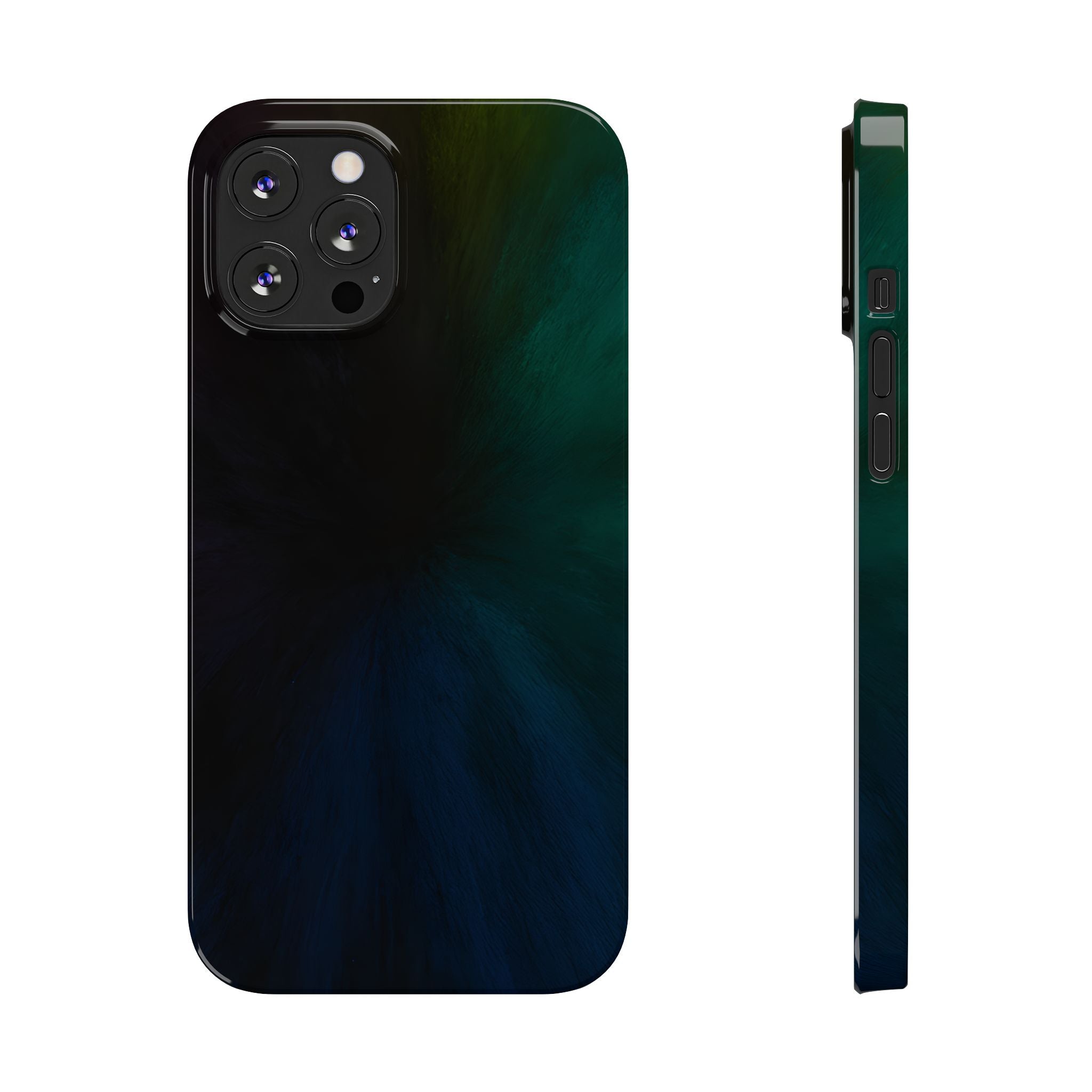 Slim Phone Case — Deep Emerald & Navy Abstract Swirl