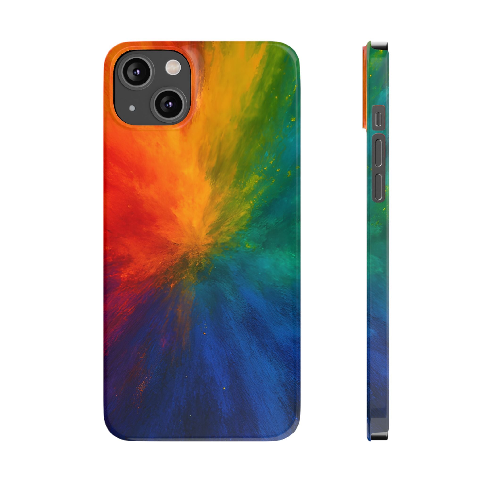 Slim Phone Case — Vibrant Rainbow Explosion Abstract Art