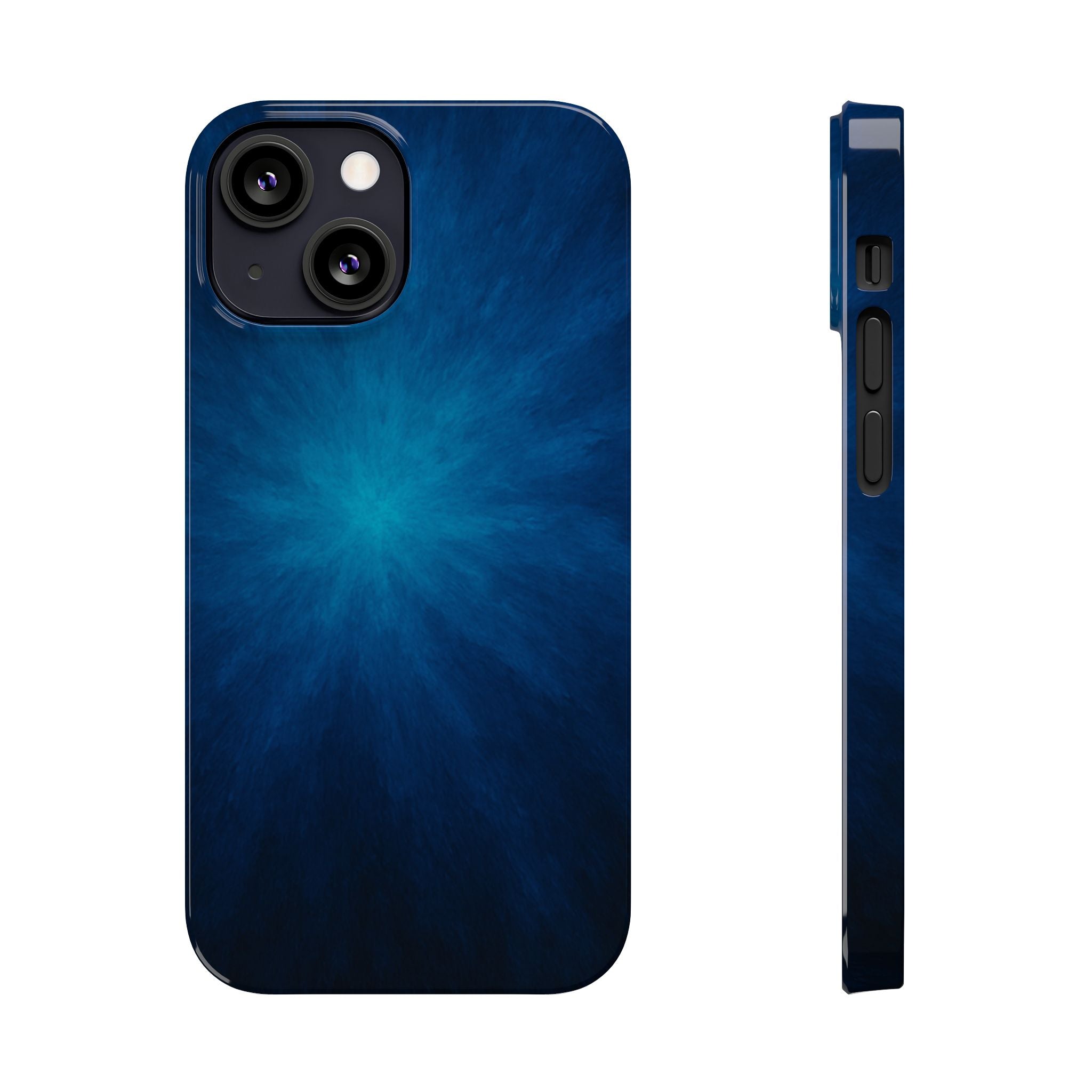 Blue Nebula Slim Phone Case — Abstract Starburst Galaxy Design