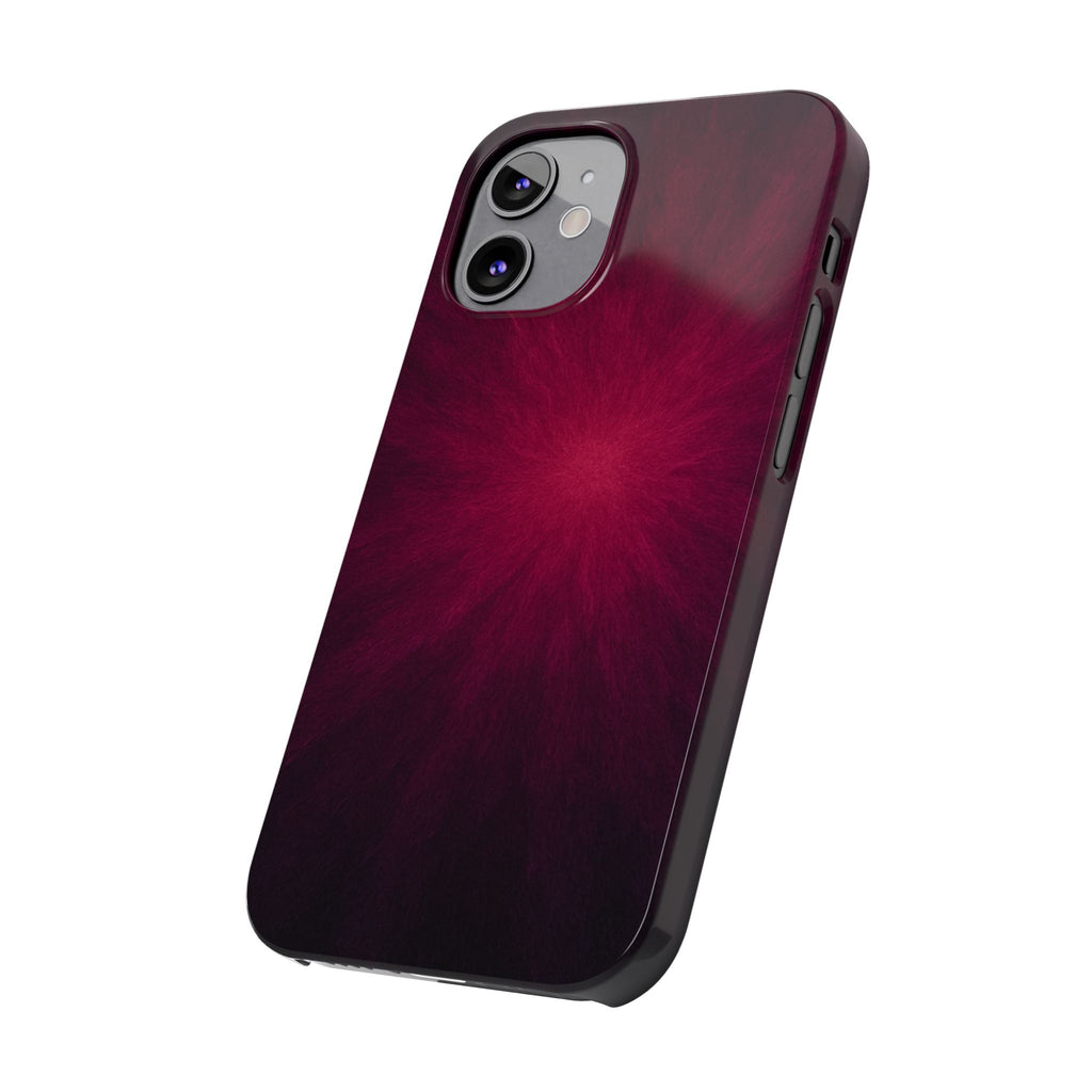 Burgundy Nebula Slim Phone Case — Deep Red Galaxy Design